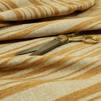 Olympos Mono Tone Faded Stripe Pattern Orange Colour Chenille Upholstery Fabric CTR-872 - Made To Measure Curtains