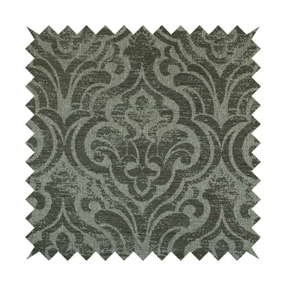 Olympos Mono Tone Faded Damask Pattern Grey Colour Chenille Upholstery Fabric CTR-873 - Roman Blinds