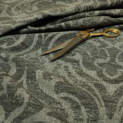 Olympos Mono Tone Faded Damask Pattern Grey Colour Chenille Upholstery Fabric CTR-873 - Roman Blinds