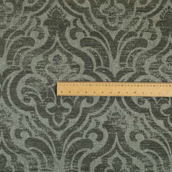 Olympos Mono Tone Faded Damask Pattern Grey Colour Chenille Upholstery Fabric CTR-873 - Roman Blinds