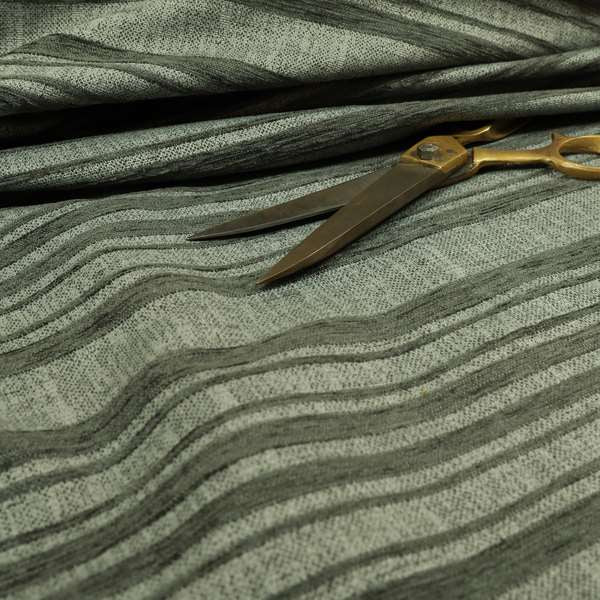 Olympos Mono Tone Faded Stripe Pattern Grey Colour Chenille Upholstery Fabric CTR-874 - Made To Measure Curtains