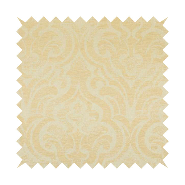 Olympos Mono Tone Faded Damask Pattern Beige Colour Chenille Upholstery Fabric CTR-875 - Made To Measure Curtains