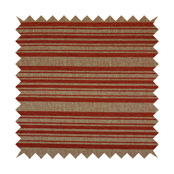 Olympos Mono Tone Faded Stripe Pattern Red Colour Chenille Upholstery Fabric CTR-878