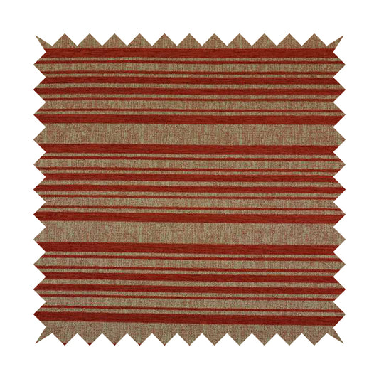 Olympos Mono Tone Faded Stripe Pattern Red Colour Chenille Upholstery Fabric CTR-878