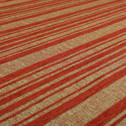 Olympos Mono Tone Faded Stripe Pattern Red Colour Chenille Upholstery Fabric CTR-878 - Handmade Cushions