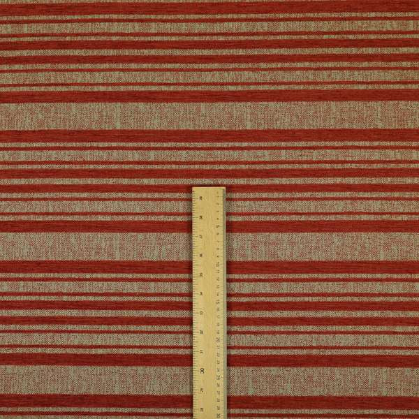 Olympos Mono Tone Faded Stripe Pattern Red Colour Chenille Upholstery Fabric CTR-878 - Made To Measure Curtains