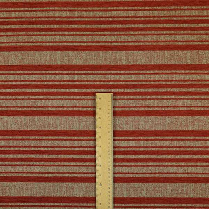 Olympos Mono Tone Faded Stripe Pattern Red Colour Chenille Upholstery Fabric CTR-878 - Made To Measure Curtains