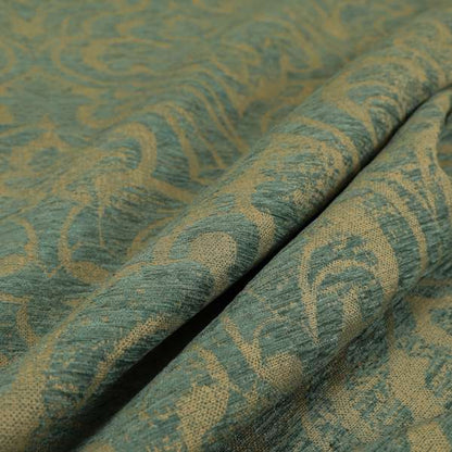 Olympos Mono Tone Faded Damask Pattern Blue Colour Chenille Upholstery Fabric CTR-879 - Roman Blinds