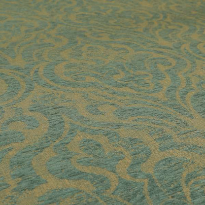 Olympos Mono Tone Faded Damask Pattern Blue Colour Chenille Upholstery Fabric CTR-879 - Made To Measure Curtains