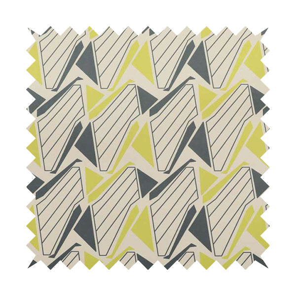 Freedom Printed Velvet Fabric Collection Geometric Pattern In Grey Green Colour Upholstery Fabric CTR-88 - Roman Blinds