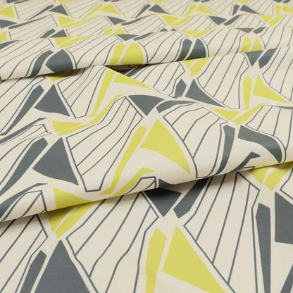 Freedom Printed Velvet Fabric Collection Geometric Pattern In Grey Green Colour Upholstery Fabric CTR-88 - Roman Blinds