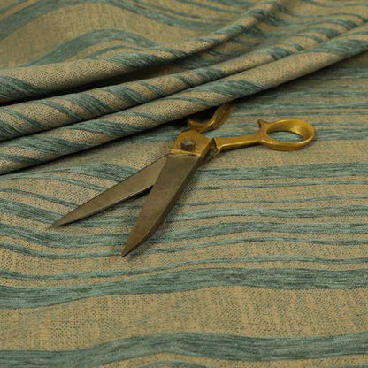 Olympos Mono Tone Faded Stripe Pattern Blue Colour Chenille Upholstery Fabric CTR-880 - Made To Measure Curtains