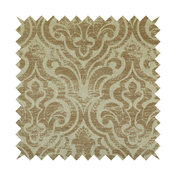 Olympos Mono Tone Faded Damask Pattern Brown Colour Chenille Upholstery Fabric CTR-881 - Roman Blinds