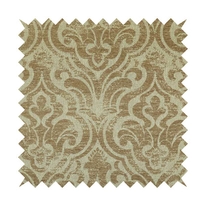 Olympos Mono Tone Faded Damask Pattern Brown Colour Chenille Upholstery Fabric CTR-881 - Made To Measure Curtains