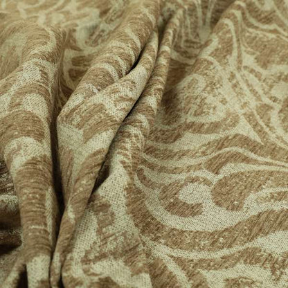 Olympos Mono Tone Faded Damask Pattern Brown Colour Chenille Upholstery Fabric CTR-881 - Made To Measure Curtains