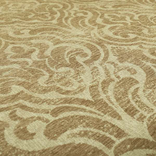 Olympos Mono Tone Faded Damask Pattern Brown Colour Chenille Upholstery Fabric CTR-881 - Made To Measure Curtains