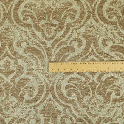 Olympos Mono Tone Faded Damask Pattern Brown Colour Chenille Upholstery Fabric CTR-881 - Made To Measure Curtains