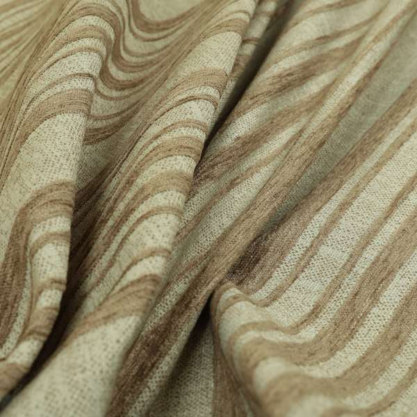 Olympos Mono Tone Faded Stripe Pattern Brown Colour Chenille Upholstery Fabric CTR-882 - Made To Measure Curtains