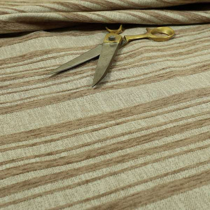 Olympos Mono Tone Faded Stripe Pattern Brown Colour Chenille Upholstery Fabric CTR-882 - Made To Measure Curtains