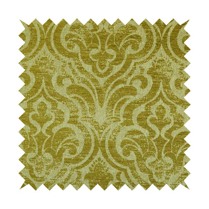 Olympos Mono Tone Faded Damask Pattern Green Colour Chenille Upholstery Fabric CTR-883 - Made To Measure Curtains