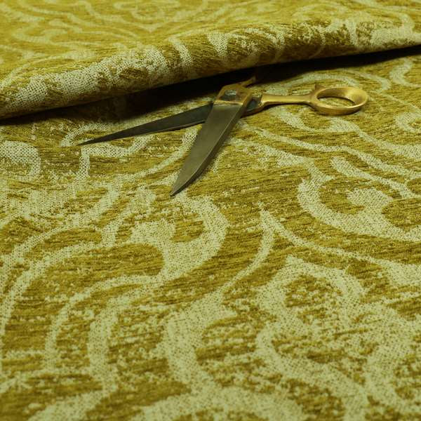 Olympos Mono Tone Faded Damask Pattern Green Colour Chenille Upholstery Fabric CTR-883 - Made To Measure Curtains