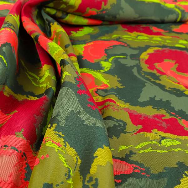 Havana Camouflage Multi Coloured Pattern Green Pink Blue Colour Chenille Upholstery Fabric CTR-885 - Handmade Cushions