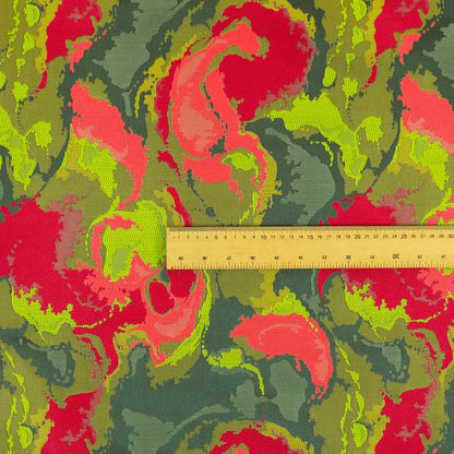 Havana Camouflage Multi Coloured Pattern Green Pink Blue Colour Chenille Upholstery Fabric CTR-885 - Made To Measure Curtains