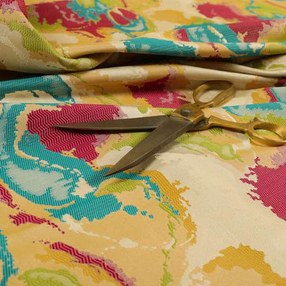 Havana Camouflage Multi Coloured Pattern Green Yellow Pink Blue Colour Chenille Upholstery Fabric CTR-886 - Handmade Cushions