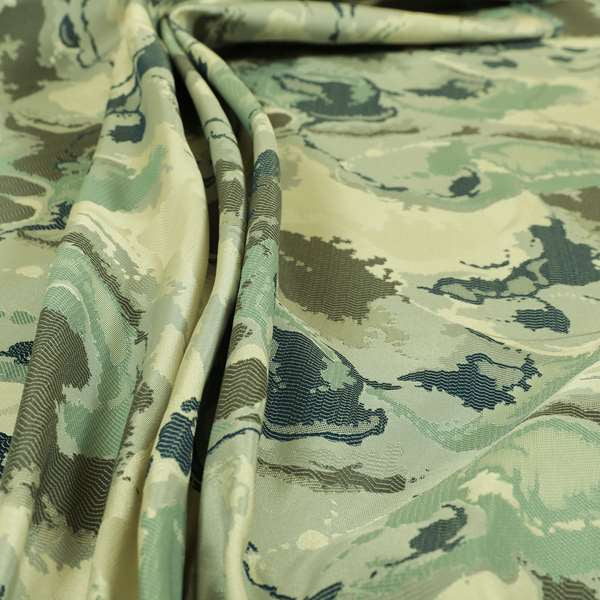 Havana Camouflage Multi Coloured Pattern Blue Grey Colour Chenille Upholstery Fabric CTR-887 - Made To Measure Curtains