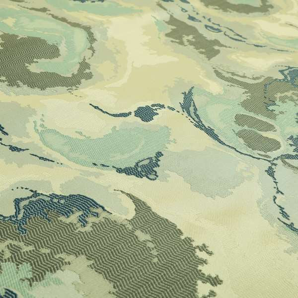 Havana Camouflage Multi Coloured Pattern Blue Grey Colour Chenille Upholstery Fabric CTR-887 - Made To Measure Curtains