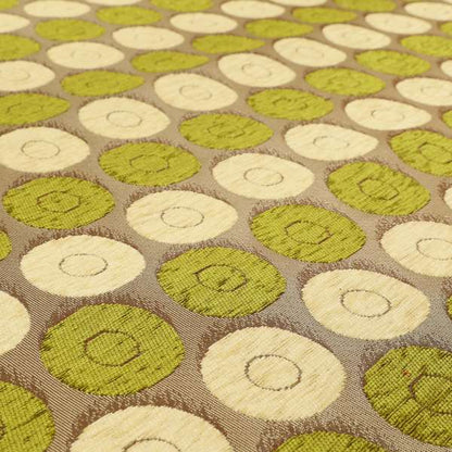 Chinaz Circular Geometric Pattern Chenille Upholstery Fabric Gold Beige Green Colour CTR-892 - Roman Blinds