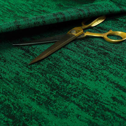 Fabriano Abstract Semi Plain Chenille Type Green Black Upholstery Fabric CTR-909 - Roman Blinds