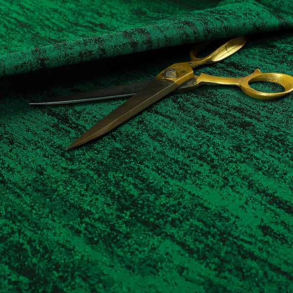 Fabriano Abstract Semi Plain Chenille Type Green Black Upholstery Fabric CTR-909 - Made To Measure Curtains