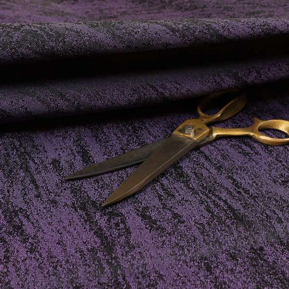 Fabriano Abstract Semi Plain Chenille Type Purple Black Upholstery Fabric CTR-912 - Roman Blinds