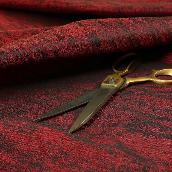 Fabriano Abstract Semi Plain Chenille Type Burgundy Red Black Upholstery Fabric CTR-914 - Roman Blinds