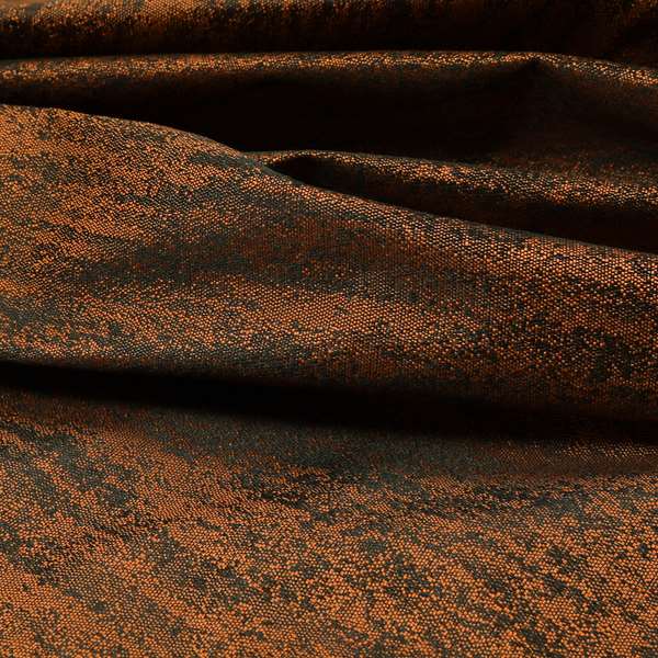 Fabriano Abstract Semi Plain Chenille Type Orange Black Upholstery Fabric CTR-915 - Roman Blinds