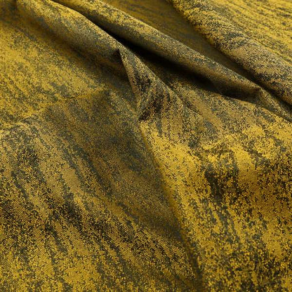 Fabriano Abstract Semi Plain Chenille Type Yellow Black Upholstery Fabric CTR-917 - Roman Blinds