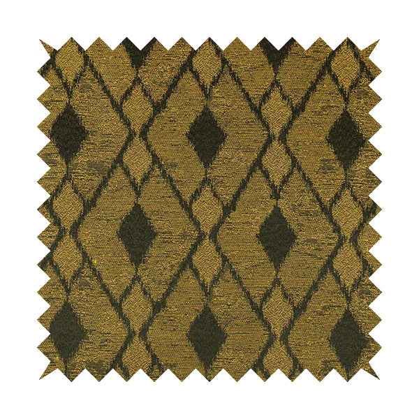 Fabriano Diamond Pattern Chenille Type Yellow Black Upholstery Fabric CTR-918 - Roman Blinds