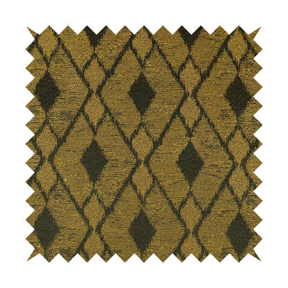 Fabriano Diamond Pattern Chenille Type Yellow Black Upholstery Fabric CTR-918 - Handmade Cushions