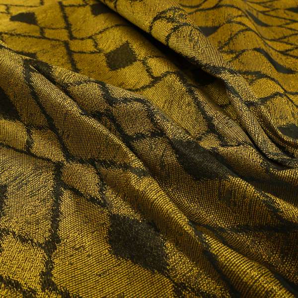 Fabriano Diamond Pattern Chenille Type Yellow Black Upholstery Fabric CTR-918 - Handmade Cushions