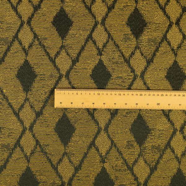 Fabriano Diamond Pattern Chenille Type Yellow Black Upholstery Fabric CTR-918 - Made To Measure Curtains