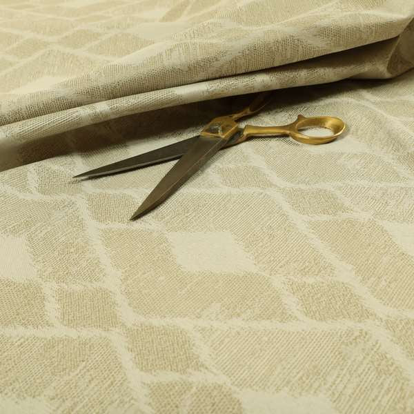 Fabriano Diamond Pattern Chenille Type Cream Beige Upholstery Fabric CTR-919 - Roman Blinds