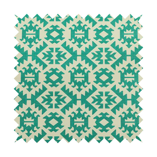 Freedom Printed Velvet Fabric Collection Teal Colour Geometric Pattern Upholstery Fabric CTR-92