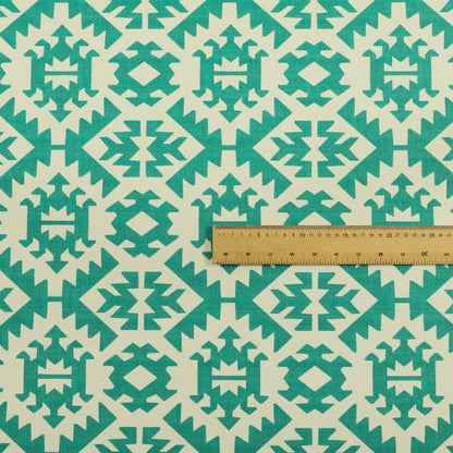 Freedom Printed Velvet Fabric Collection Teal Colour Geometric Pattern Upholstery Fabric CTR-92 - Roman Blinds