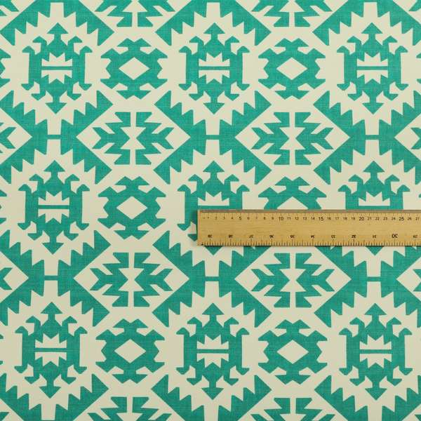 Freedom Printed Velvet Fabric Collection Teal Colour Geometric Pattern Upholstery Fabric CTR-92