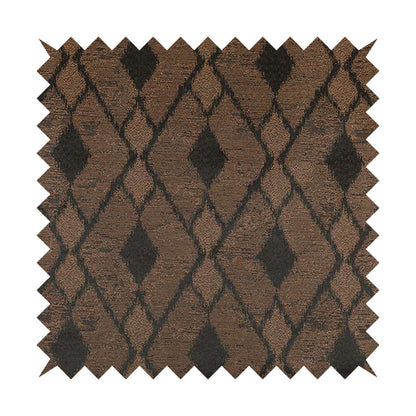 Fabriano Diamond Pattern Chenille Type Brown Upholstery Fabric CTR-921 - Made To Measure Curtains