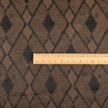 Fabriano Diamond Pattern Chenille Type Brown Upholstery Fabric CTR-921 - Made To Measure Curtains