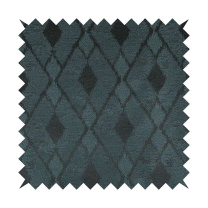 Fabriano Diamond Pattern Chenille Type Navy Blue Upholstery Fabric CTR-925 - Made To Measure Curtains