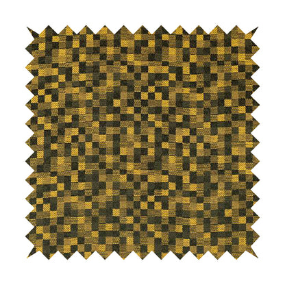 Fabriano Squared Pattern Chenille Type Yellow Black Upholstery Fabric CTR-927 - Roman Blinds