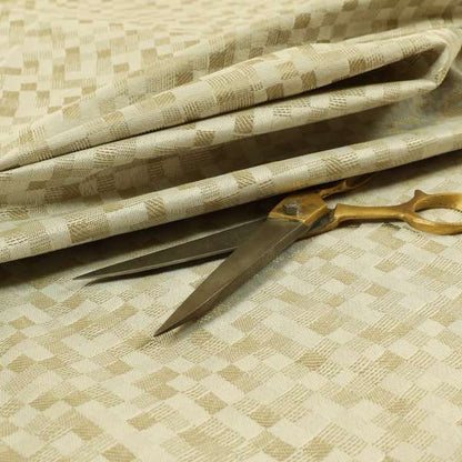 Fabriano Squared Pattern Chenille Type Cream Beige Upholstery Fabric CTR-928 - Made To Measure Curtains